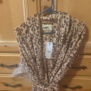 UGG Leopard Print Fleece Hooded Robe
